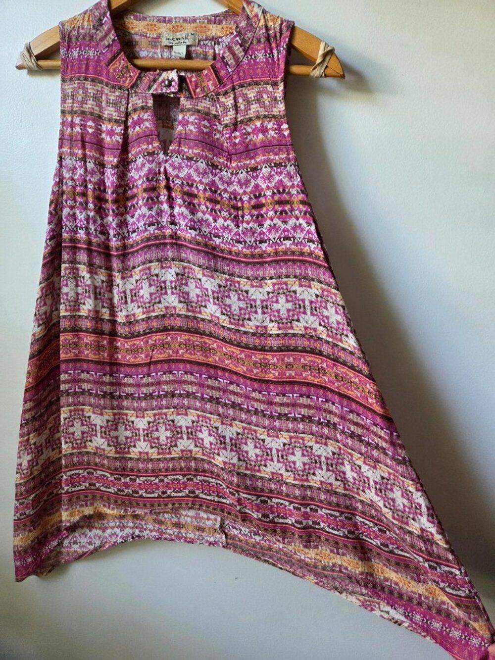 NWOT ONE WORLD LET AND LET LIVE BOHO PRINT HIGH NECK SWING TANK TOP SIZE M